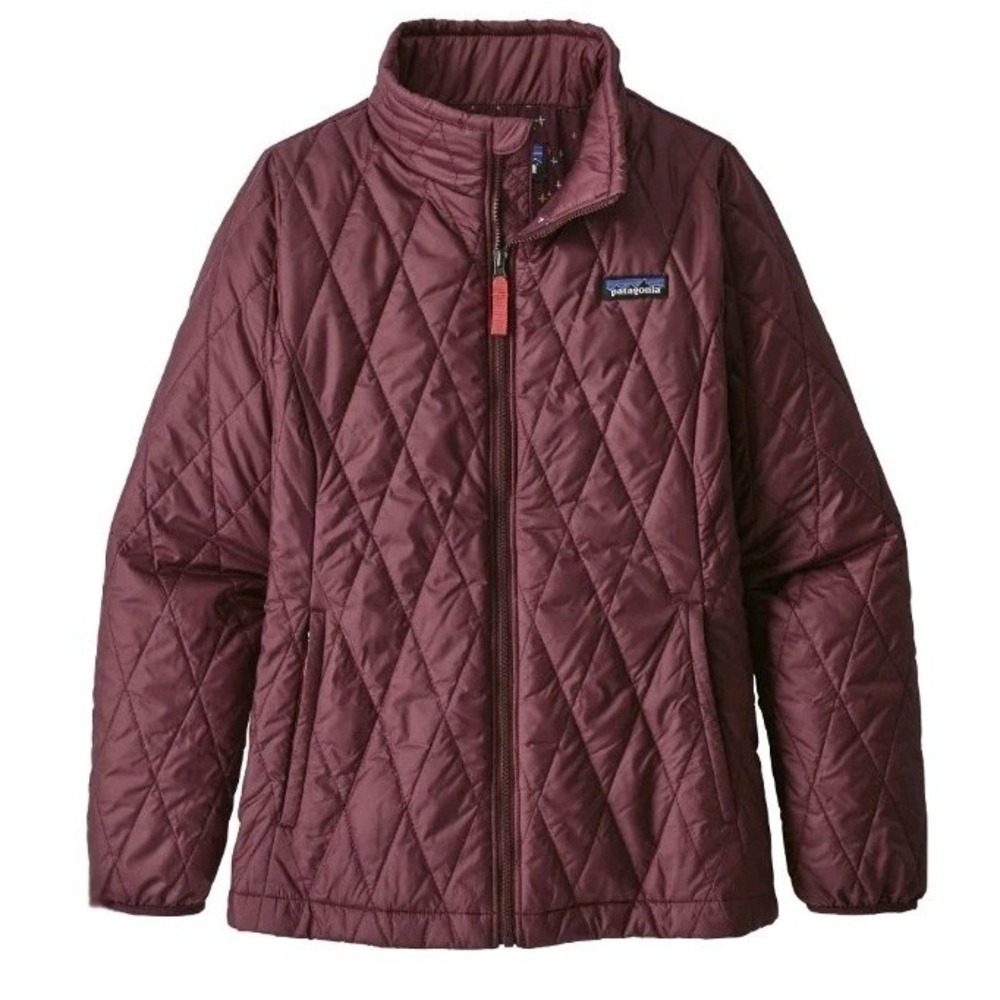 Patagonia Girls Nano Puff Jacket Burgundy Quilted Coat Size XL 14 NWOT